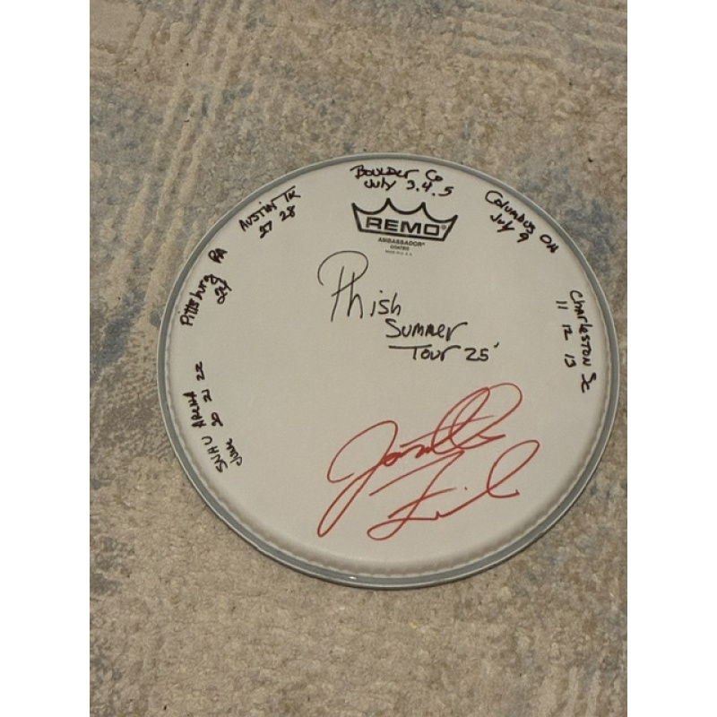 Phish Summer (1st half) '25 Drumhead (10 inch) and Stick Set - Show Used and Signed