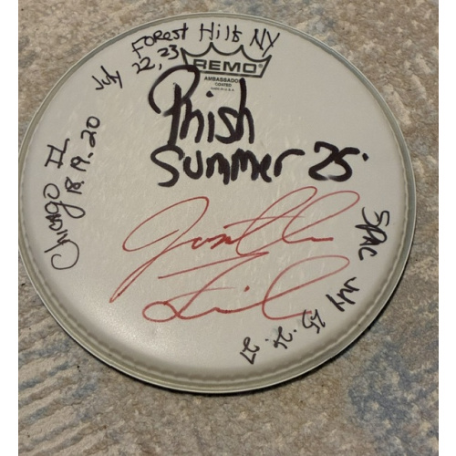 Phish Summer (2nd half before Dicks) '25 Drumhead (10 inch) and Stick Set - Show Used and Signed