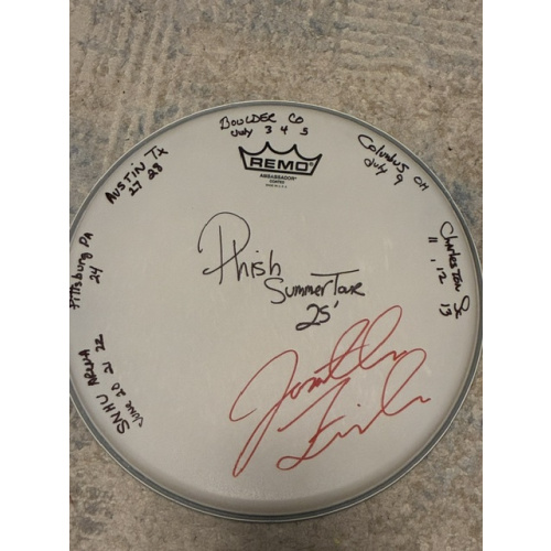 Phish Summer (1st half) '25 Drumhead (12 inch) and Stick Set - Show Used and Signed