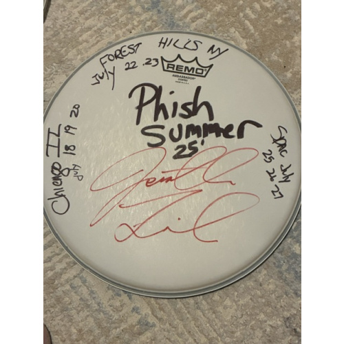 Phish Summer (2nd half before Dicks) '25 Drumhead (12 inch) and Stick Set - Show Used and Signed
