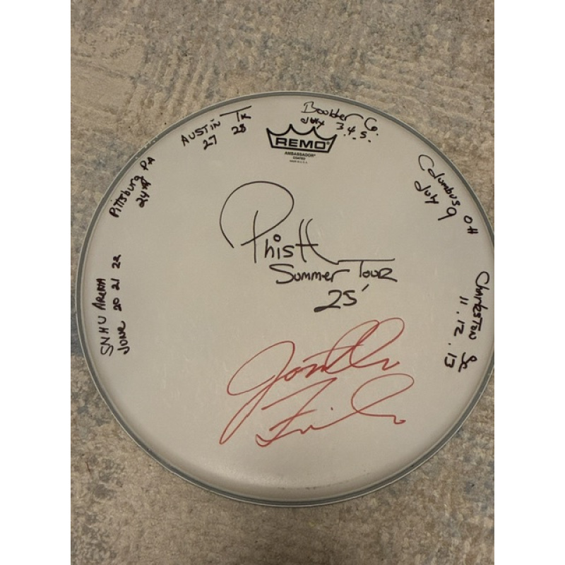 Phish Summer (1st half) '25 Drumhead (14 inch) and Stick Set - Show Used and Signed
