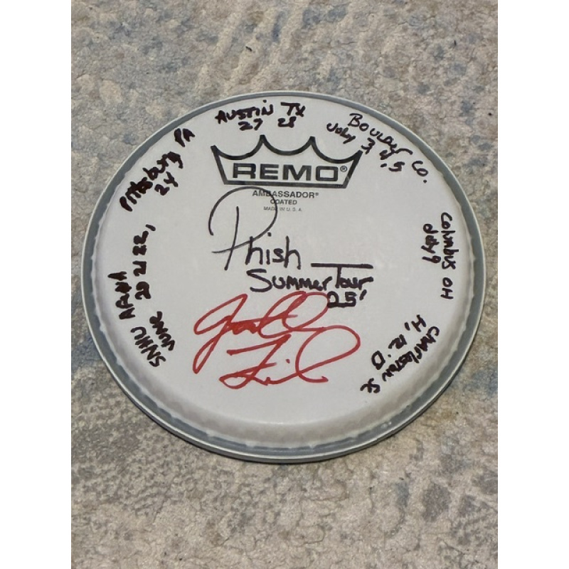 Phish Summer (1st half) '25 Drumhead and Stick Set - Show Used and Signed - 6 inch -