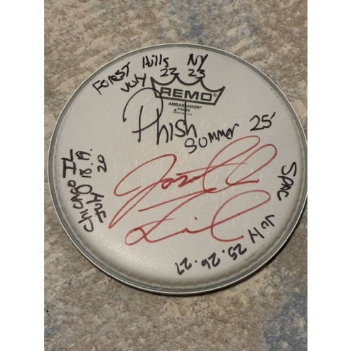 Phish Summer (2nd half before Dicks) '25 Drumhead (8 inch) and Stick Set - Show Used and Signed