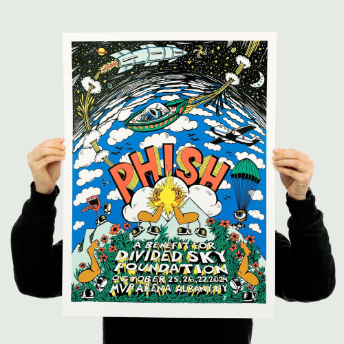 Phish Signed Poster - Albany 2024 - Pollock 109 (Dark Blue)