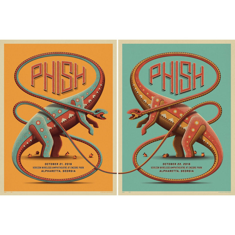 Phish Signed Posters (2 Poster Set, both signed)  - Oct 21-22, 2016 - Alpharetta, GA