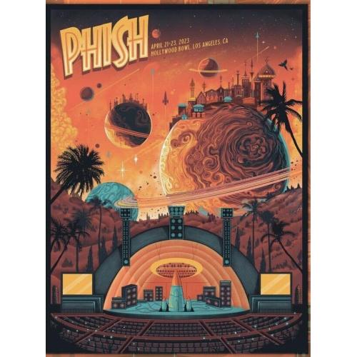 Phish Signed Poster - Hollywood Bowl - 4/21/23 - Kreizenbeck 109 (Orange)