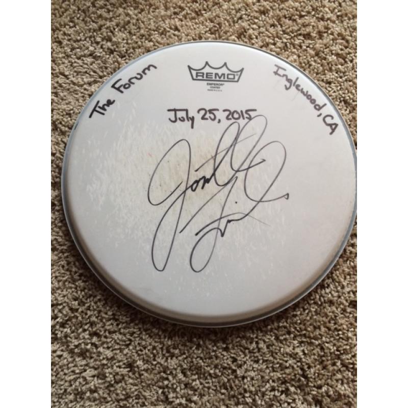 Phish Show Used Drumhead - Signed by Jon Fishman - July 25, 2015 - Inglewood, CA