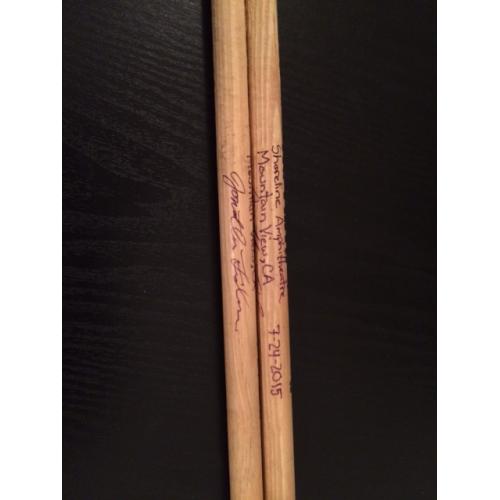 Phish Show Used Drumsticks (Pair) - Used and signed by Jon Fishman - July 24, 2015 - Shoreline