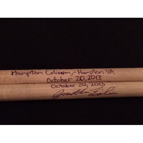 Phish Show Used Drumsticks (Pair) - Used and signed by Jon Fishman - Oct 20, 2013 - Hampton, VA