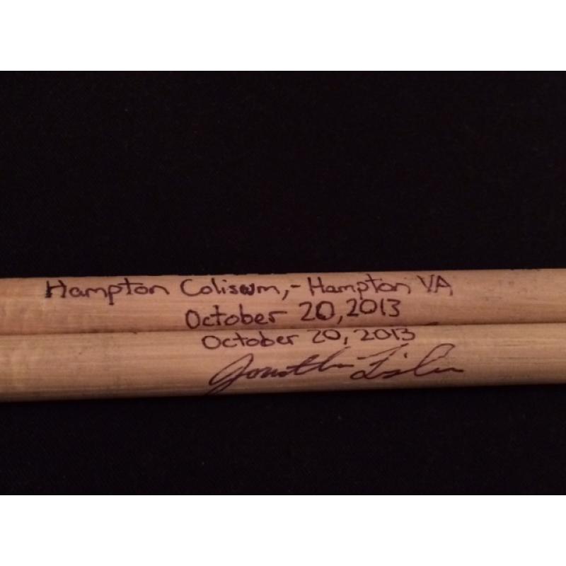 Phish Show Used Drumsticks (Pair) - Used and signed by Jon Fishman - Oct 20, 2013 - Hampton, VA