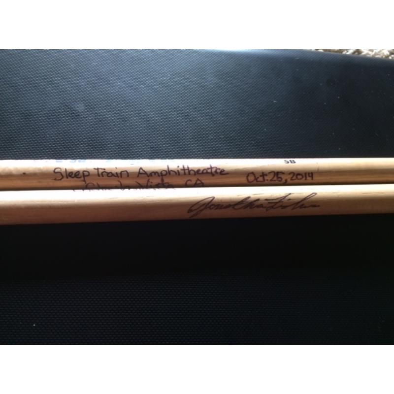 Phish Show Used Drumsticks (Pair) - Used and signed by Jon Fishman - Oct 25, 2014 - Chula Vista, CA