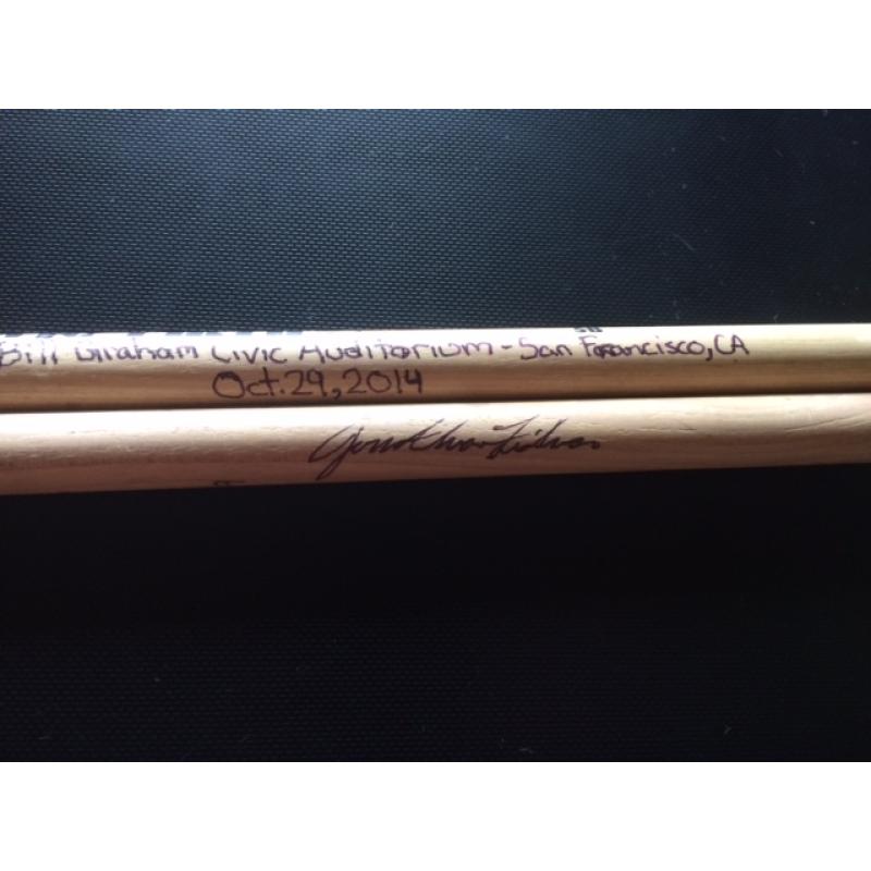 Phish Show Used Drumsticks (Pair) - Used and signed by Jon Fishman - Oct 29, 2014 - San Francisco, CA