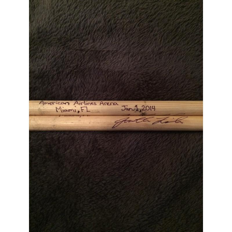 Phish Show Used Drumsticks (Pair) - Used and signed by Jon Fishman - January 1, 2014 - Miami