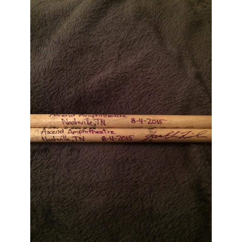 Phish Show Used Drumsticks (Pair) - Used and signed by Jon Fishman - August 4, 2015 - Nashville