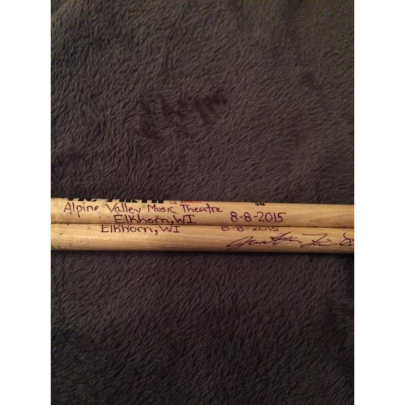 Phish Show Used Drumsticks (Pair) - Used and signed by Jon Fishman - August 8, 2015 - Alpine Valley