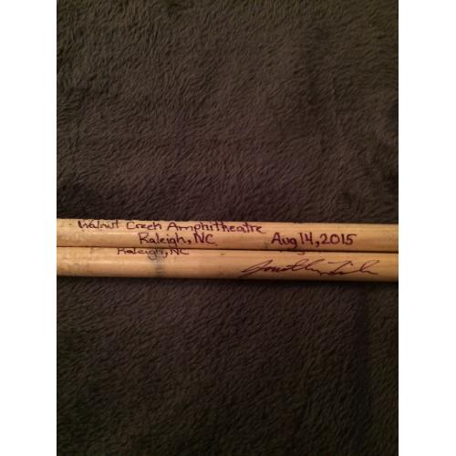 Phish Show Used Drumsticks (Pair) - Used and signed by Jon Fishman - August 14, 2015 - Raleigh