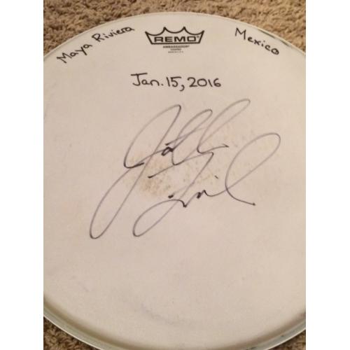 Phish Show Used Drumhead - Signed by Jon Fishman - Jan 15, 2016 - Maya Rivera, Mexico
