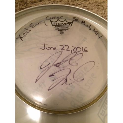 Phish Show Used Drumhead - Signed by Jon Fishman - June 22, 2016 - St. Paul, MN