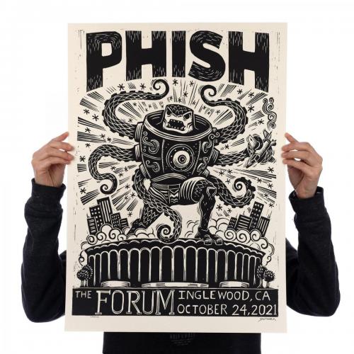 Phish Signed Poster - Oct 24, 2021 - LA, CA- Attack - Black & White - 108