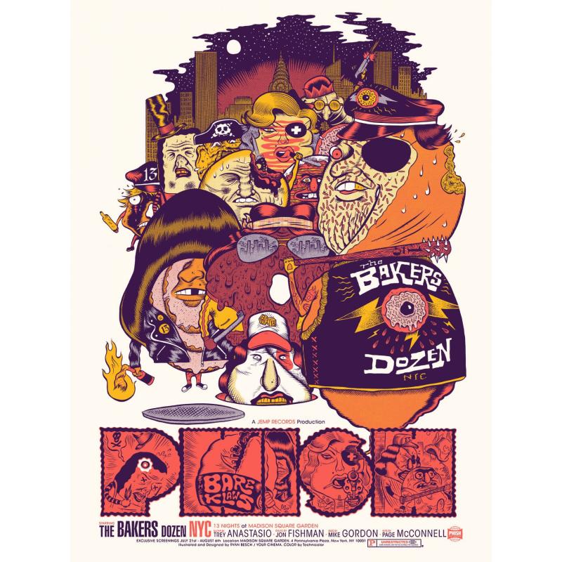 Phish Signed Poster - Bakers Dozen - MSG 2017 - Besch