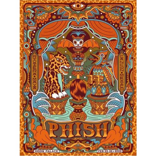 Phish Signed Poster - Riviera Maya- 2/24/23 - Rohlmann 110 Orange