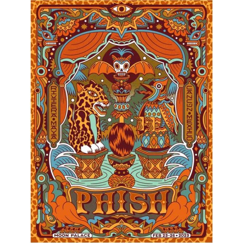Phish Signed Poster - Riviera Maya- 2/24/23 - Rohlmann 110 Orange
