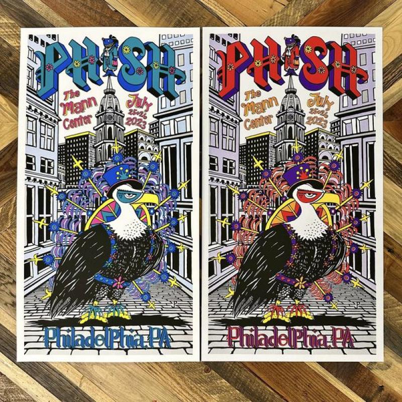 Phish Signed Poster -Philadelphia - 7/25/23 - Pollock 109 Blue