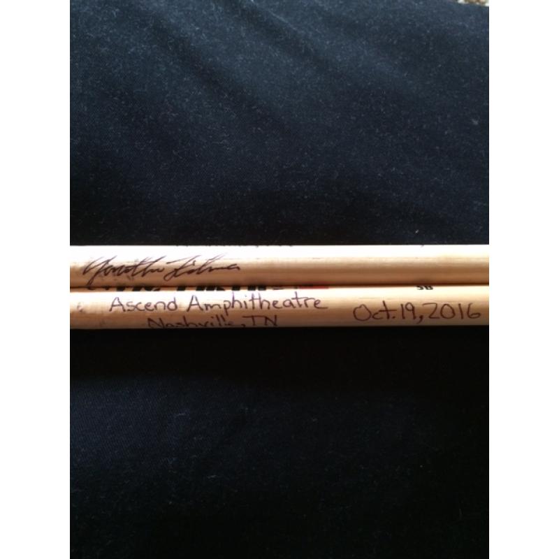 Phish Show Used Drumsticks (Pair) - Used and signed by Jon Fishman - Oct 19, 2016 - Nashville, TN