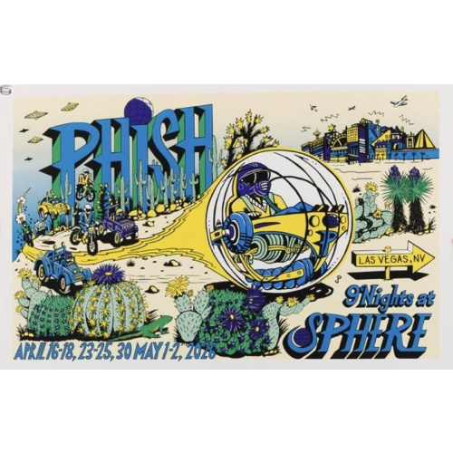 Phish Signed Poster Sphere 2026 - Pollock Blue Sky 108 FOIL