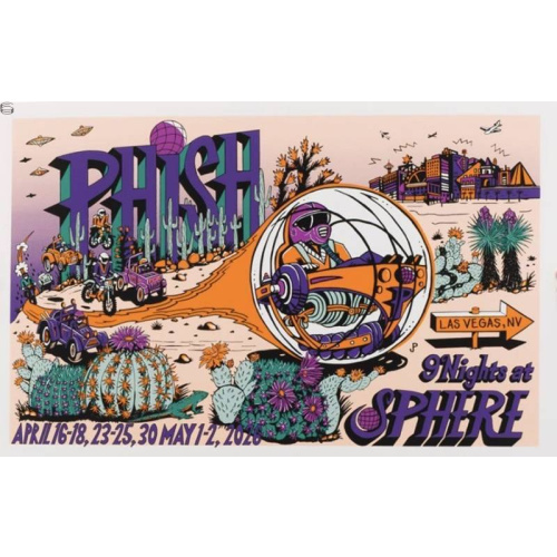 Phish Signed Poster Sphere 2026 - Pollock Wild Grape 108