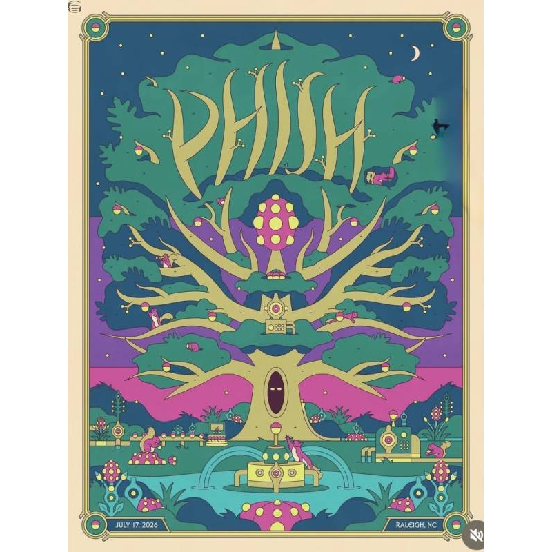 Phish Signed Poster Raleigh 2026 - Miller 108