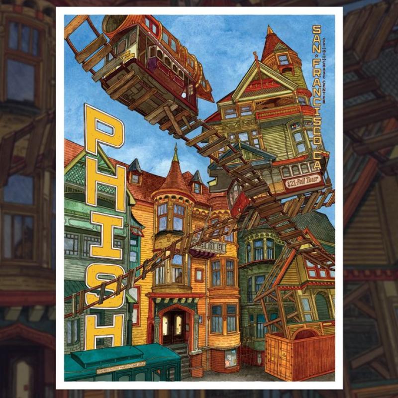 Phish Signed Poster - Oct 16-17, 2021 - San Francisco,  CA  - Black/Seamans 109