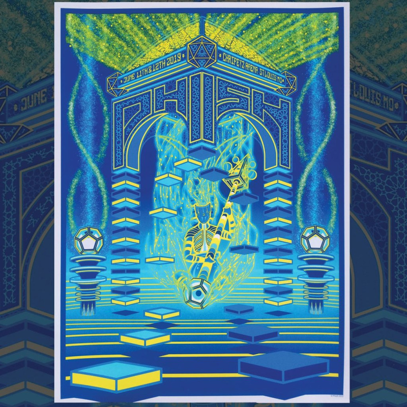Phish Signed Poster - June 11/12, 2019 - St. Louis (Blue)
