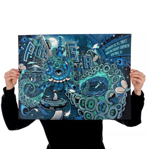 Phish Signed Poster - New Years 2022 - Trammel 117 Blue