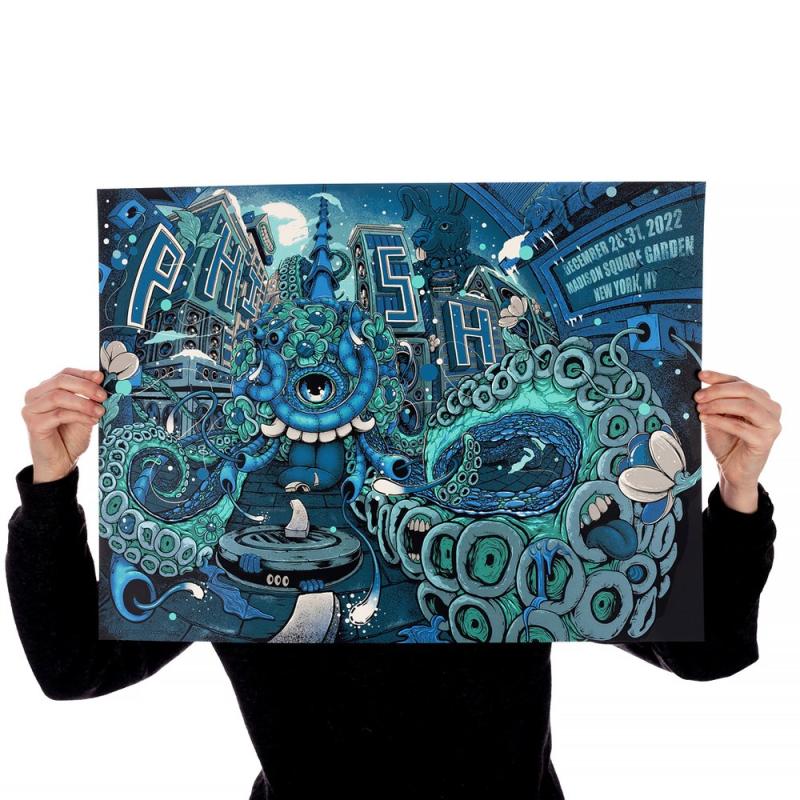 Phish Signed Poster - New Years 2022 - Trammel 117 Blue