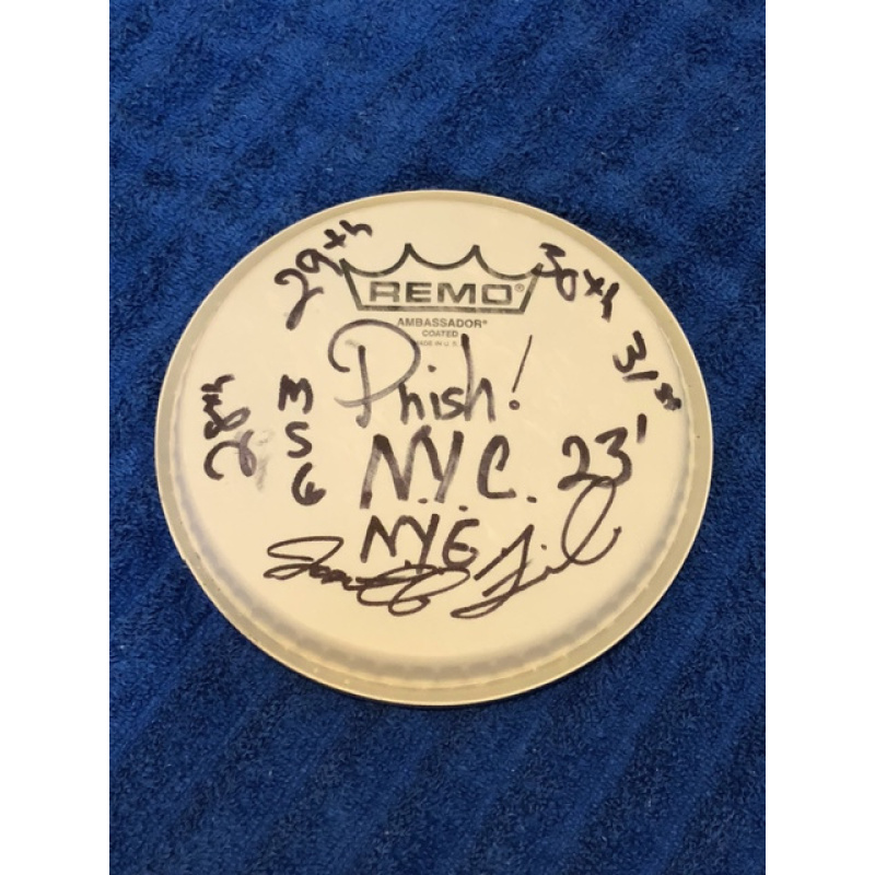 Jon Fishman Signed and Show Used 6" Drumhead (Phish - New Years 2023)