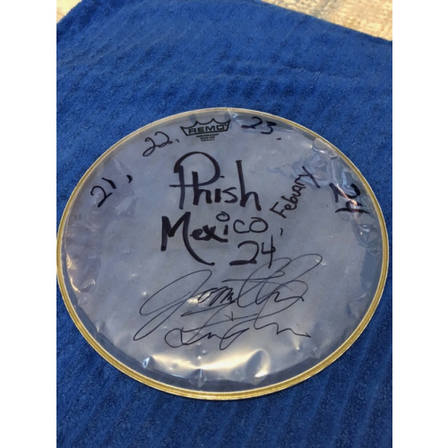 Jon Fishman Signed and Show Used 14" Clear Drumhead (Phish - Mexico 2024)