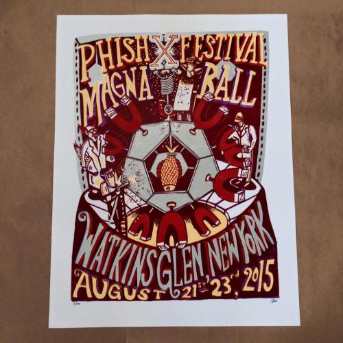 Phish Signed Poster - August 21-23, 2015 - Magnaball (Pollock)